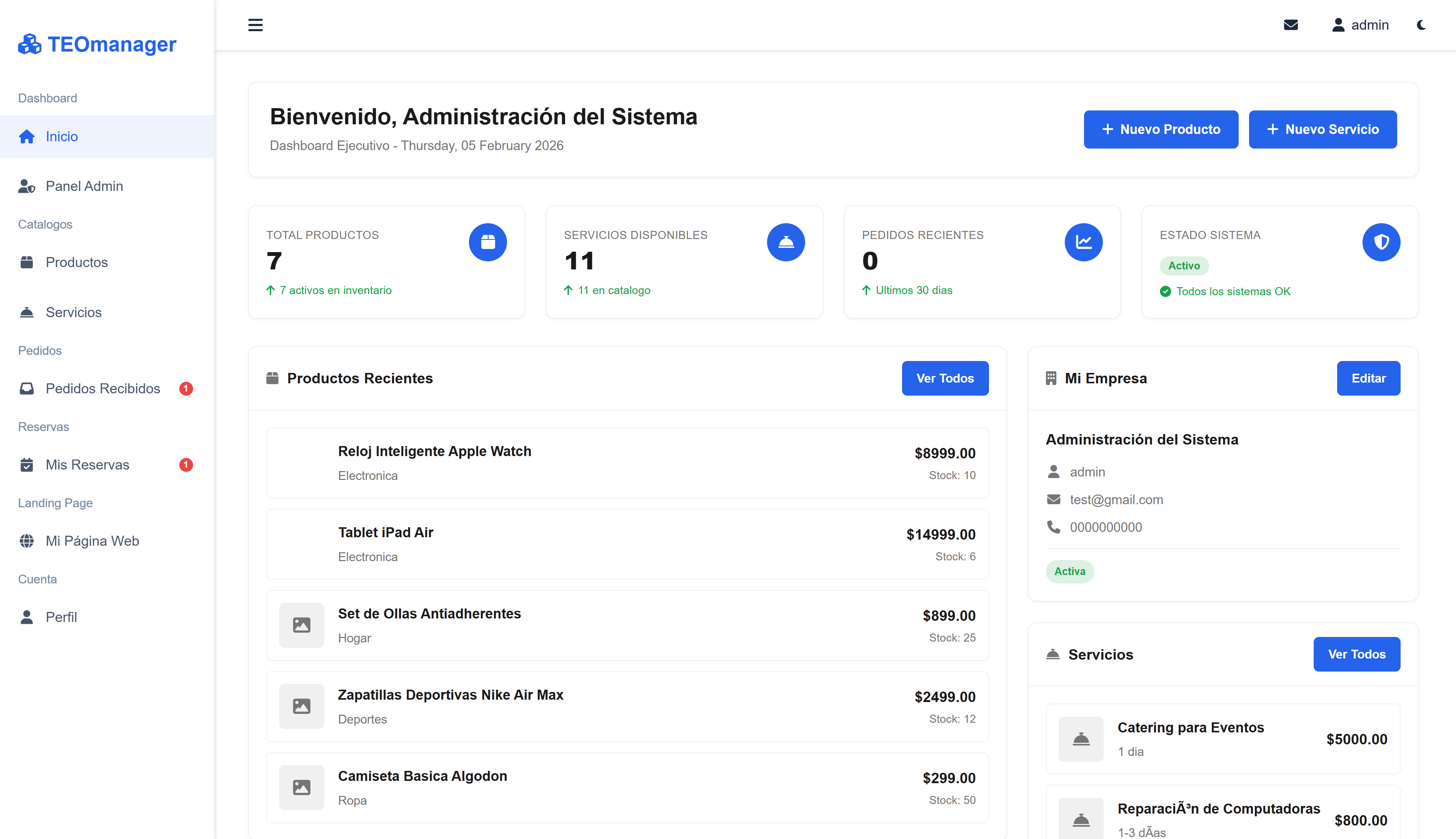 Panel Zeriux - modo claro